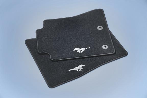 Floor Mats - Carpeted, Black, 2-Piece Set, Silver Pony