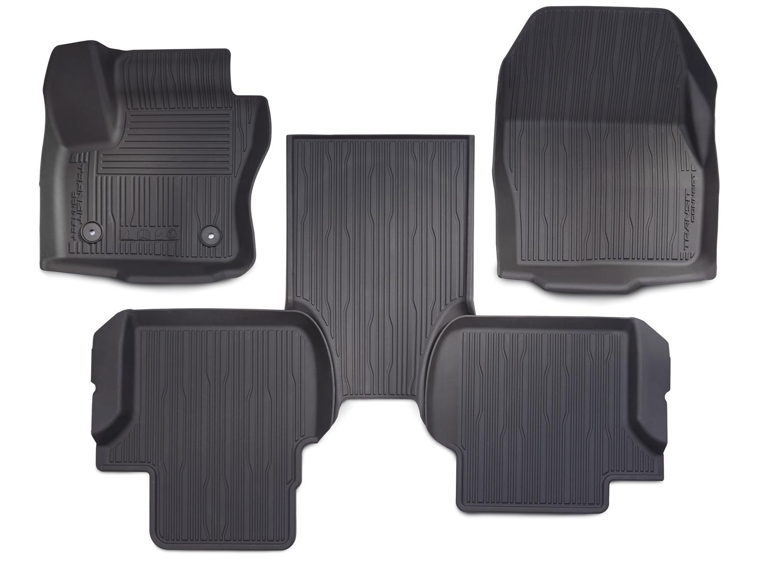 Floor Liner - Tray Style, Black, 5-Piece, For Carpet Flooring LWB with Captains Chair