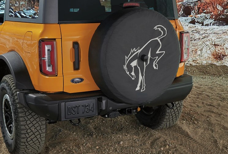 Spare Tire Cover - Abstract Bronco White Ink 32
