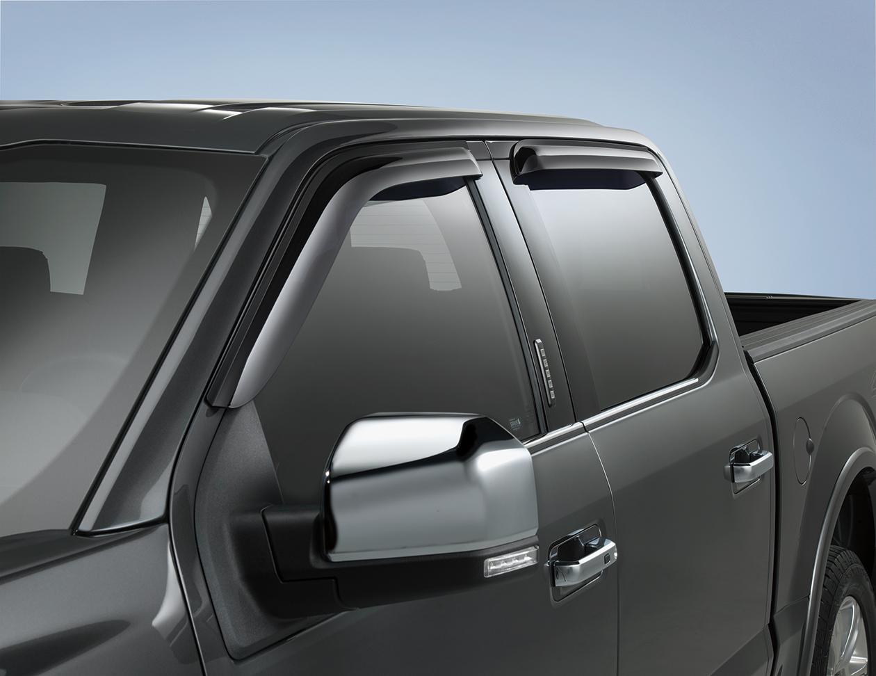 JDM Dark Smoke Window Visors For Ford F-150 SuperCrew 2009-2014 – 4pc, Acrylic, No Drill