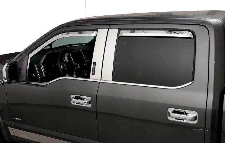 Side Window Deflectors Chrome Crew Cab